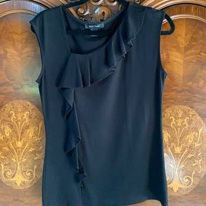 WHBM black asymmetrical neck top - Sz S